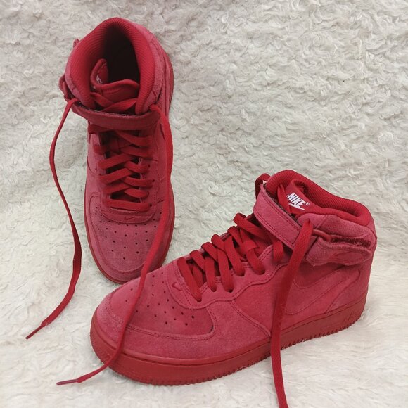 Nike Air Force 1 Mid GS Gym Red Suede 314195-603 Size US 7Y Athletic Sneaker - Picture 1 of 11